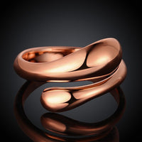 Rose Yellow Gold Platinum Plated Ring Women's Adjustable Size Plain Drop B530