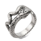 Alloy Cuff Finger Ring Snake Antique Silver Black Size 8 Adjustable 18mm P465