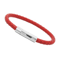 Unisex Men's Genuine Braided Leather Stainless Steel Magnetic Clasp Bracelet Red