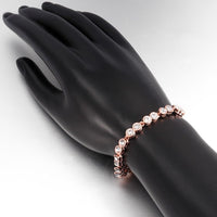 Rose Gold Platinum Plated Bracelet 7.91 Inch AAA Zirconia Snap Lock Clasp L152