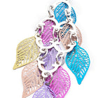 Dangle Earrings Earring Hooks Leaf Gray Blue Green Black 60x27mm P352
