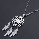 Stainless Steel Pendant Necklace Lobster Dream Catcher Feather 17.7" 1.5mm P102