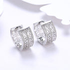 Yellow Gold Platinum Plated Earrings Hoop Huggies Zirconia Latch Back Clasp L548