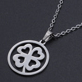 Stainless Steel Pendant Necklace Lobster Clover Silver Gold 17.71" 1.5mm P82