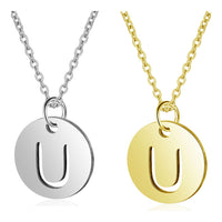 Stainless Steel Initial Pendant Necklace Alphabet Silver Gold Letter 16" A416