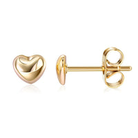 Brass Stud Earrings Heart Rose Gold Silver P553