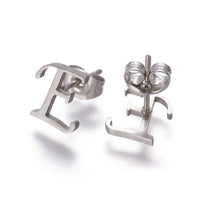 Stainless Steel Set Stud Earring Pendant Necklace Alphabet Letter 17.7" P495