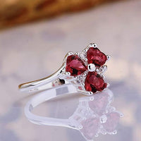 Sterling Silver Plated Heart CleverZirconia Flower Band Ring Size 8 B143