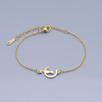 Stainless Steel Kitten Bracelet Lobster Crescent Moon Cat Silver Ajustable Z207