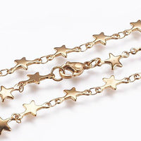 Stainless Steel Chain Necklaces Lobster Star Silver 17.7 inches 45cm Z646