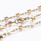Stainless Steel Chain Necklaces Lobster Star Silver 17.7 inches 45cm Z646