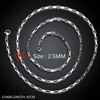 Stainless Steel Necklace  Chain  Box Chain Lobster 18-24" 2.5MM Lobster B201