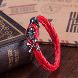 Leather Bracelet Inch Skull  8 Inches 8MM hook Clasp L439