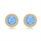 Yellow Gold Plated Earrings  Stud AAA Zirconia Opal Push Back Clasp L478
