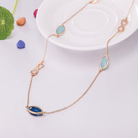 Yellow Gold Plated Necklace Chain  AAA Zirconia Blue Lobster Clasp B390