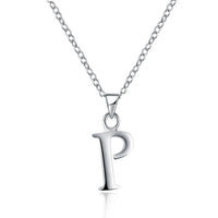 Sterling Silver Plated Necklace Women Pendant Initial Letter Alphabet B375