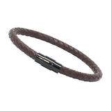 Unisex Men's Genuine Leather Stainless Steel Magnetic Clasp Bracelet Brown