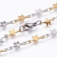 Stainless Steel Chain Necklaces Lobster Star Silver 17.7 inches 45cm Z646