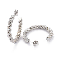 Stainless Steel Half Hoop Earrings Stud  Hypoallergenic Twisted Ring Gold  Z276