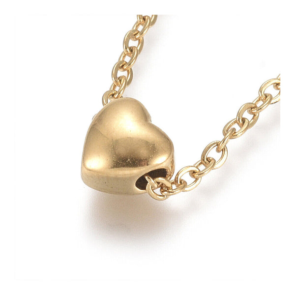 304 Stainless Steel Pendant Necklace Chain Lobster Heart Gold 17.5" 1.5mm  A247