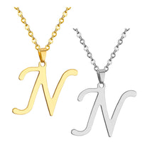 Stainless Steel Women's Unisex 18 Inch Necklace Pendant Letter Lobster Clasp S2