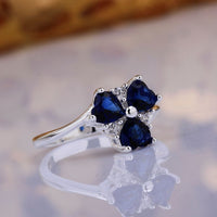 Sterling Silver Plated Heart CleverZirconia Flower Band Ring Size 8 B143