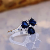 Sterling Silver Plated Heart CleverZirconia Flower Band Ring Size 8 B143