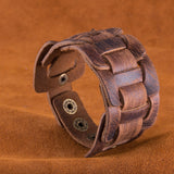 Leather Bracelet Brown 9 Inches 40MM Push button L443