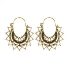 Bohemian Hoop Earrings Moon Heart Antique Gold Black Flower 35.5x39x1.5mm P353