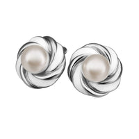 White Gold Pearl Epoxy Stud Earrings L68