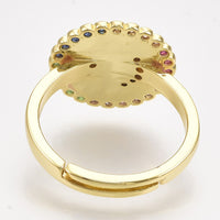 Cubic Zirconia Ring Enamel  Moon Star Blue Red White Size 7 Adjustable 17mm P442