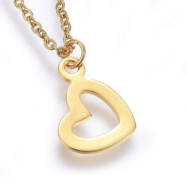 304 Stainless Steel Pendant Necklace Lobster Heart Gold 17.7' 1.5mm  A268