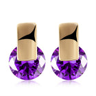 Platinum Plated Earrings Stud AAA Zirconia Blue Push Back Clasp L590