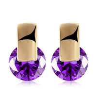 Platinum Plated Earrings Stud AAA Zirconia Blue Push Back Clasp L590