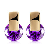 Platinum Plated Earrings Stud AAA Zirconia Blue Push Back Clasp L590