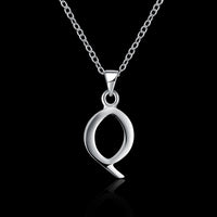 Sterling Silver Plated Necklace Women Pendant Initial Letter Alphabet B375