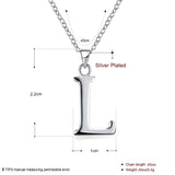 Sterling Silver Plated Necklace Women Pendant Initial Letter Alphabet B375