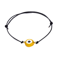 Adjustable Cowhide Cord Bracelet Handmade Evil Eye Gold Z142