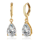 Yellow Gold Platinum Plated Earrings Drop Dangle Zirconia L585