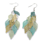 Dangle Earrings Earring Hooks Leaf Gray Blue Green Black 60x27mm P352