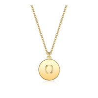 Pendant Necklace Chains Flat Round Initial Alphabet Letter Gold 16.15" P652