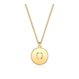 Pendant Necklace Chains Flat Round Initial Alphabet Letter Gold 16.15" P652