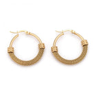 Stainless Steel Mesh Hoop Earrings Hypoallergenic Gold Z327