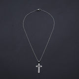 Stainless Steel Pendant Necklace Lobster Clasp Cross Silver 17.7" 1.5mm P45