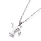 Stainless Steel Set Stud Earring Pendant Necklace Alphabet Letter 17.7" P495