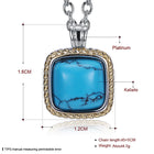 Platinum Plated Necklace Pendant Drop Kallaite Blue 19 Inch 1MM Lobster  B193