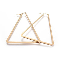 304 Stainless Steel Hoop Earrings Triangle Gold 64x51x2mm Pin 0.8mm  P612