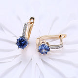 Yellow Gold Plated Earrings  Hoop Huggies AAA Zirconia  Latch Back Clasp L592