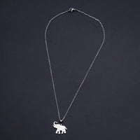 Stainless Steel Pendant Necklace Lobster Clasp Elephant Silver 17.71" 1.5mm P95