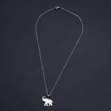 Stainless Steel Pendant Necklace Lobster Clasp Elephant Silver 17.71" 1.5mm P95